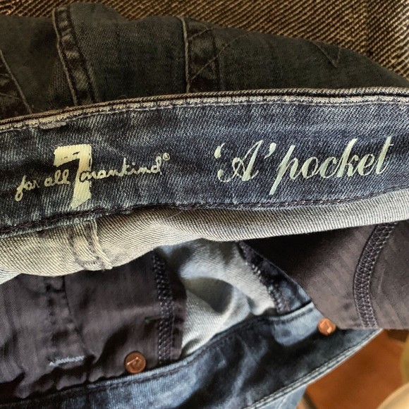 7 For All Mankind A Pocket Jeans 31 Bootcut Distessed Inseam 32” - Picture 5 of 7
